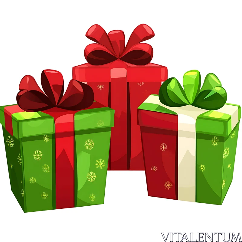 Holiday Gift Boxes with Festive Bows AI Image