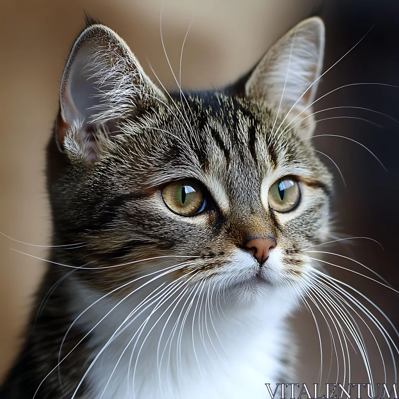 Striking Tabby Cat Portrait AI Image