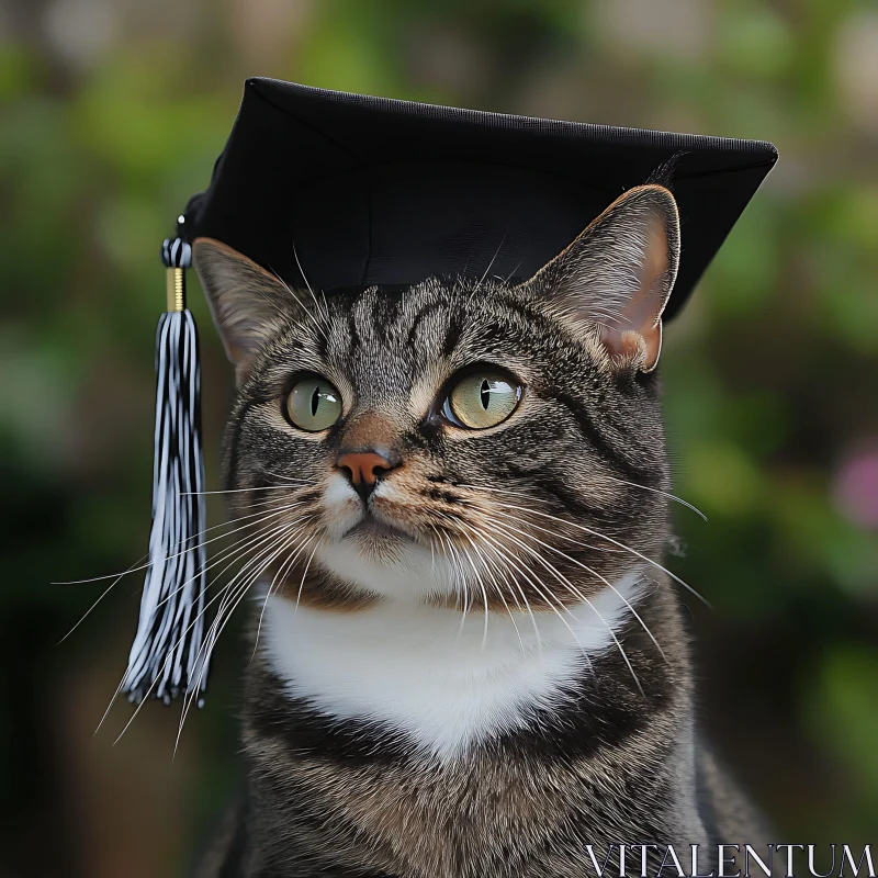 Graduation Cat with Cap AI Image