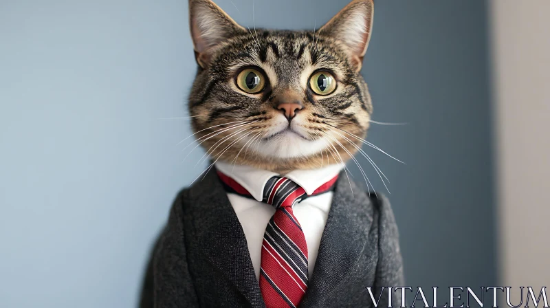 Cat in a Suit Portrait AI Image