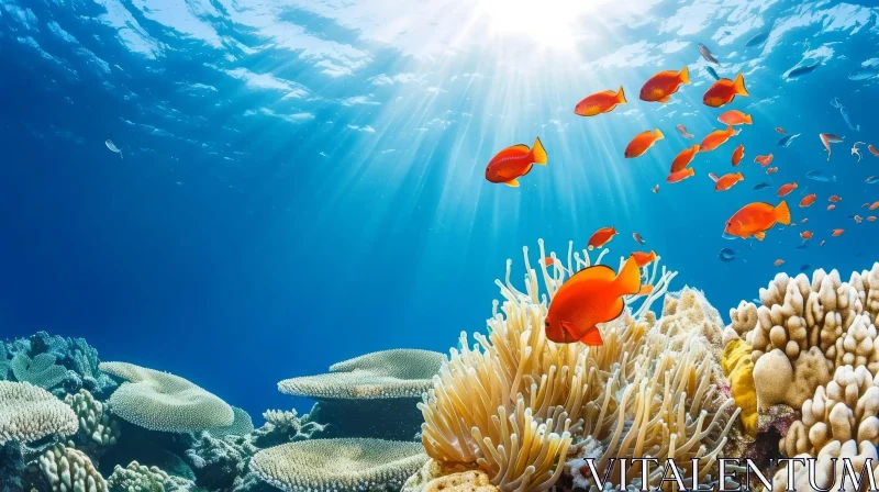 Captivating Coral Reef with Colorful Fish and Corals AI Image