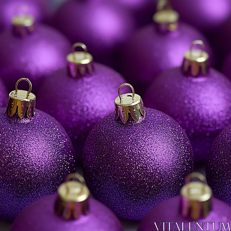 Gold-Capped Purple Holiday Decorations AI Image