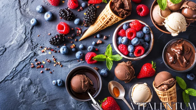 Delicious Ice Cream and Berry Delight AI Image