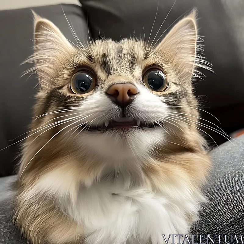 Curious Kitten with Fluffy Fur and Whiskers AI Image