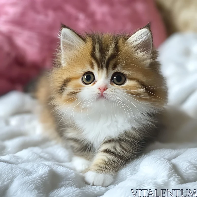 Cute Fluffy Kitten with Large Eyes AI Image