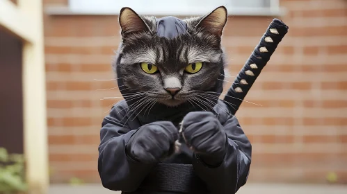 Feline Ninja with Sword