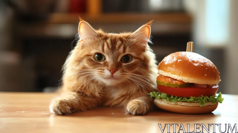 Cat and Burger Together AI Image