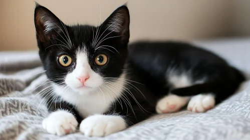 Curious Black and White Kitten