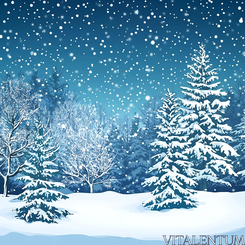 Serene Winter Wonderland in Forest AI Image