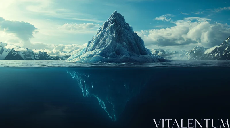 AI ART Iceberg in a Serene Mountain Landscape