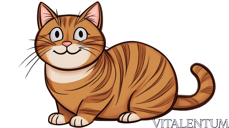 AI ART Smiling Striped Tabby Cat Illustration