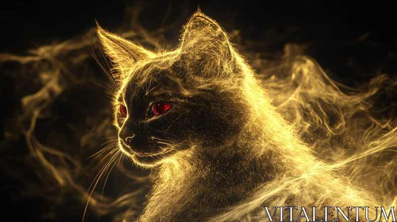 AI ART Ethereal Cat Bathed in Golden Light