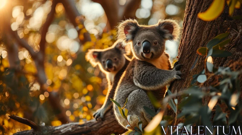 Captivating Portrait of Koalas in a Tree AI Image