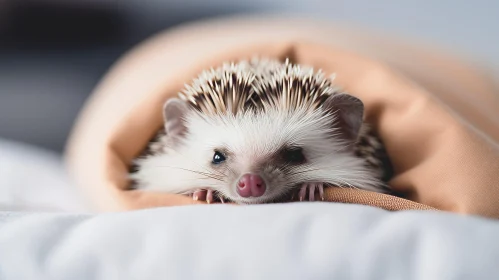 Charming Baby Hedgehog Wrapped in Blanket