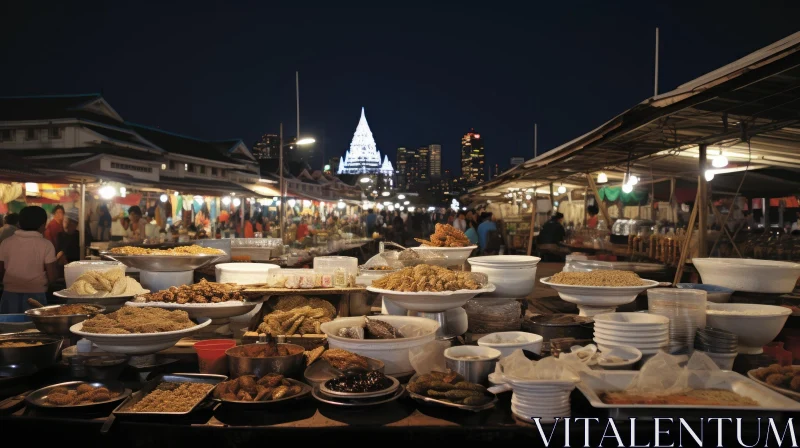 Cityscape Food Stall: A Captivating Scene of Vibrant Flavors AI Image