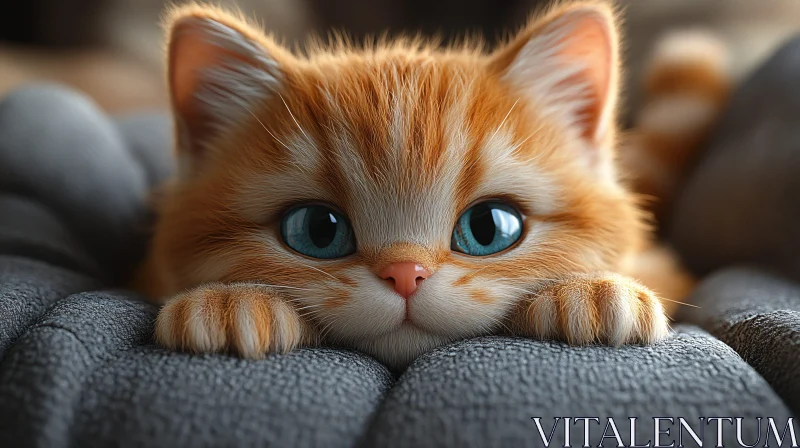 Ginger Kitten with Blue Eyes AI Image