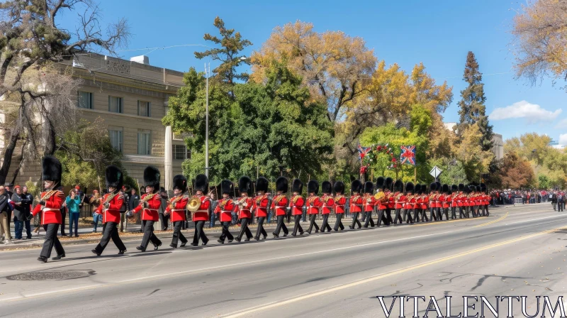 Military Parade Marching Band Street View AI Image