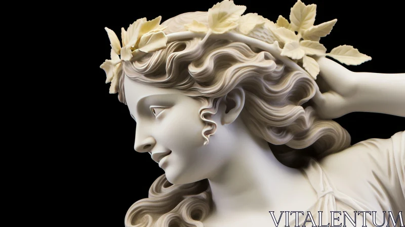 Serene Woman's Face Sculpture in White Marble AI Image