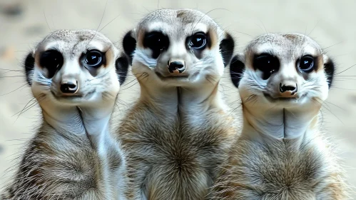 Three Meerkats Standing Upright | Captivating Wildlife Photography