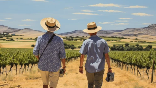 Two Men Walking in a Country Vineyard - Photorealistic Portraiture