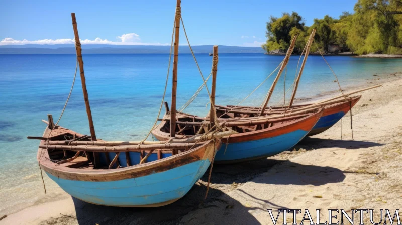 Wooden Boats on Sandy Beach | Traditional Crafts of Africa, Oceania, and the Americas AI Image