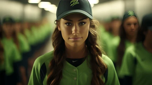 Young Female Softball Player - Determined Expression