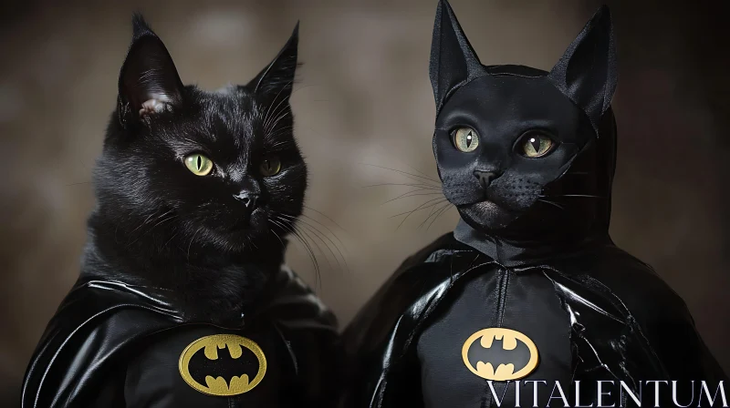 Superhero Cats in Batman Attire AI Image