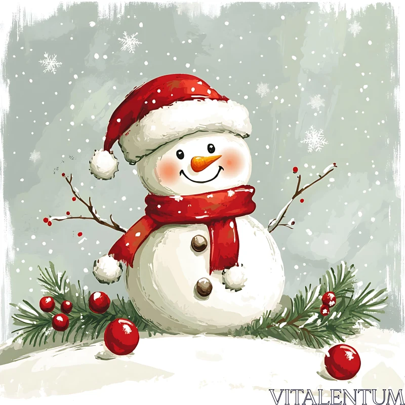 AI ART Festive Snowman in Snowy Winter Wonderland