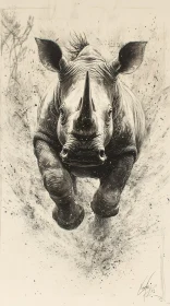 Charging Rhinoceros Drawing