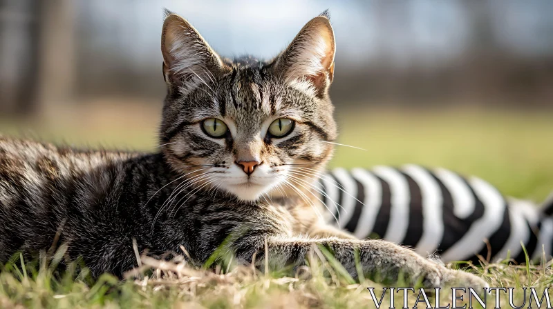 Outdoor Tabby Cat in Sunlight AI Image