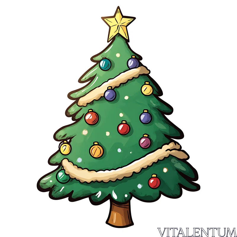 Colorful Christmas Tree Illustration for Holiday Season AI Image