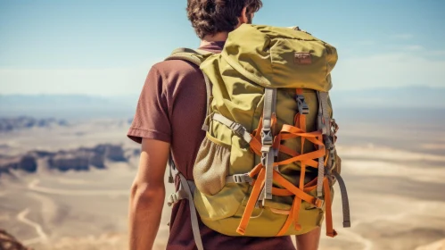 A Captivating Mountain Hiking Trip with a Man and Backpack