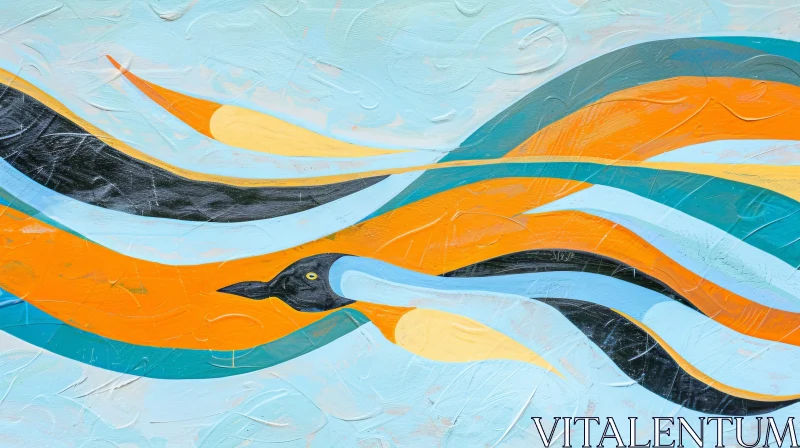 Bird in Flight Abstract Painting AI Image