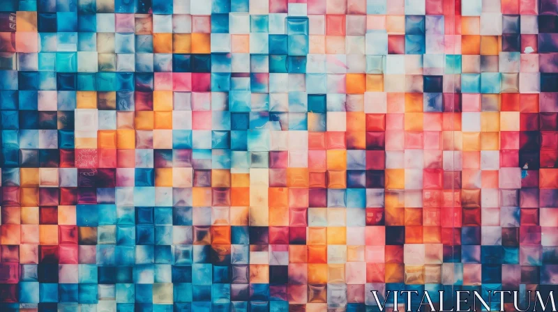 AI ART Colorful Square Tiles Mosaic Artwork