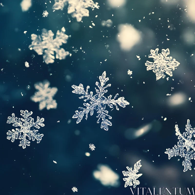 Unique Patterns of Snowflakes AI Image