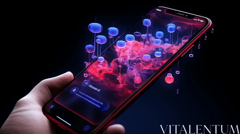 AI ART Red Smartphone with Person Drawing | 3D Effect