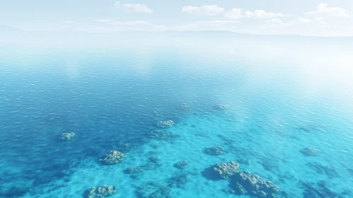 Serene Ocean with Clear Waters and Coral Reefs - Aerial View