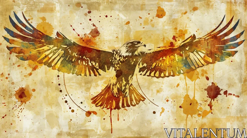 Watercolor Eagle Painting with Spread Wings AI Image
