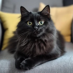 Black Cat with Hypnotic Green Eyes