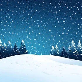Peaceful Snowy Forest Night