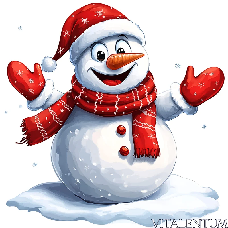 Joyful Winter Snowman Illustration