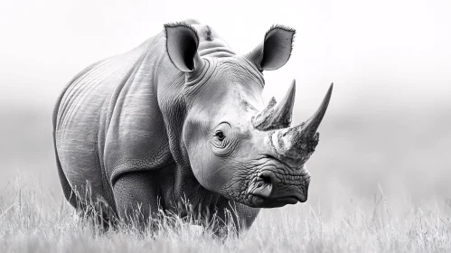 Rhinoceros in Tall Grass