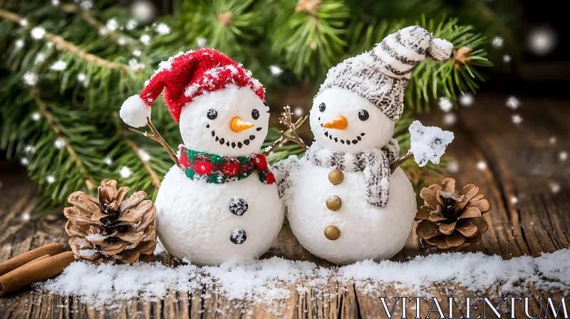 AI ART Holiday Snowmen in Winter Setting