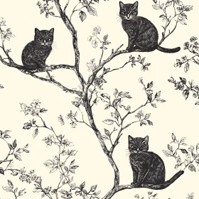 Intricate Feline Tree Sketch