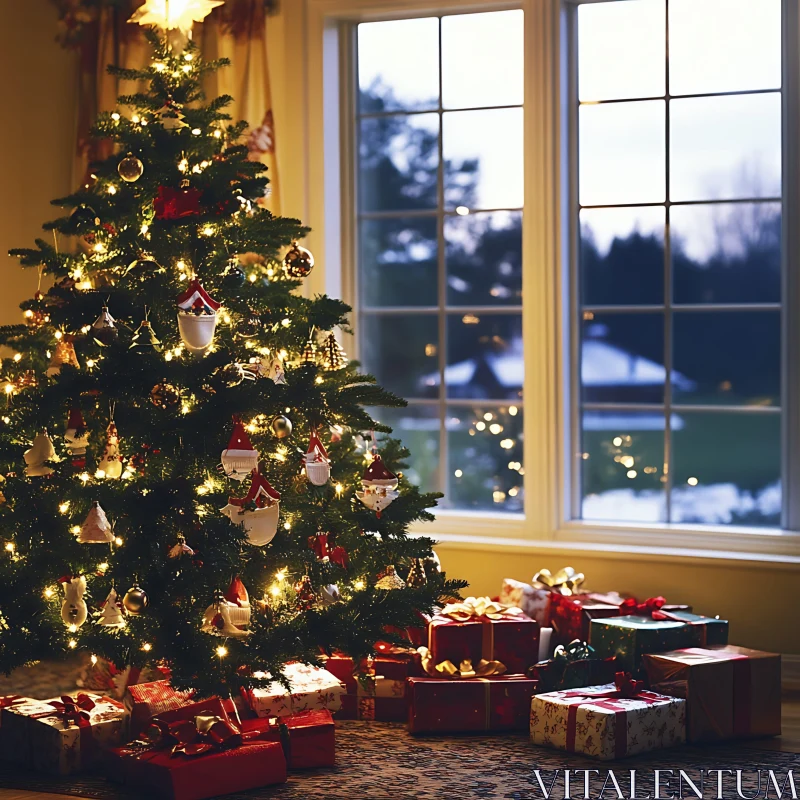 Festive Christmas Tree and Gifts