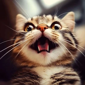 Close-Up of an Adorable Kitten with Wide Eyes