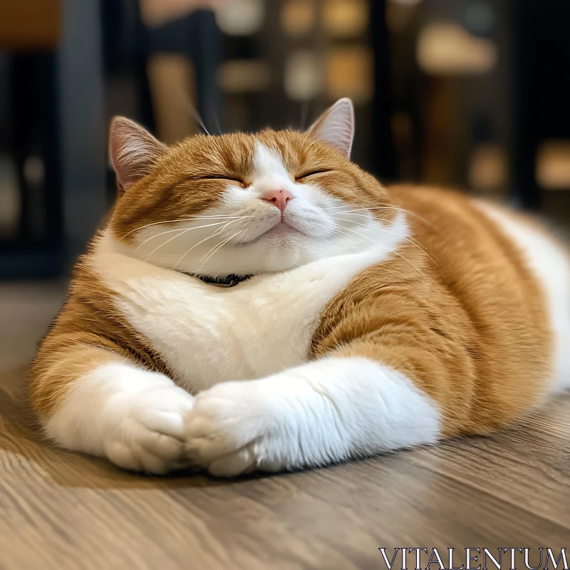 Serene Ginger Cat Resting Indoors