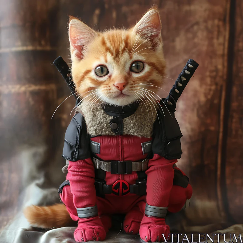 Cute Tabby Cat in Comic Character Outfit