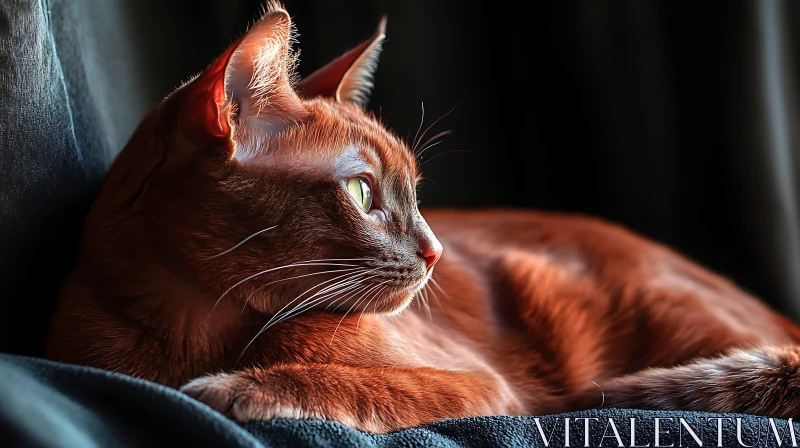 Calm Tabby Cat Relaxing in Cozy Ambiance