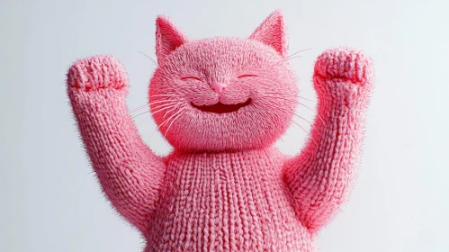 Happy Pink Cat Art Piece